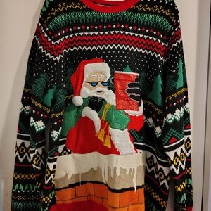 Festive Santa Christmas Sweater - Black, Red, Green
